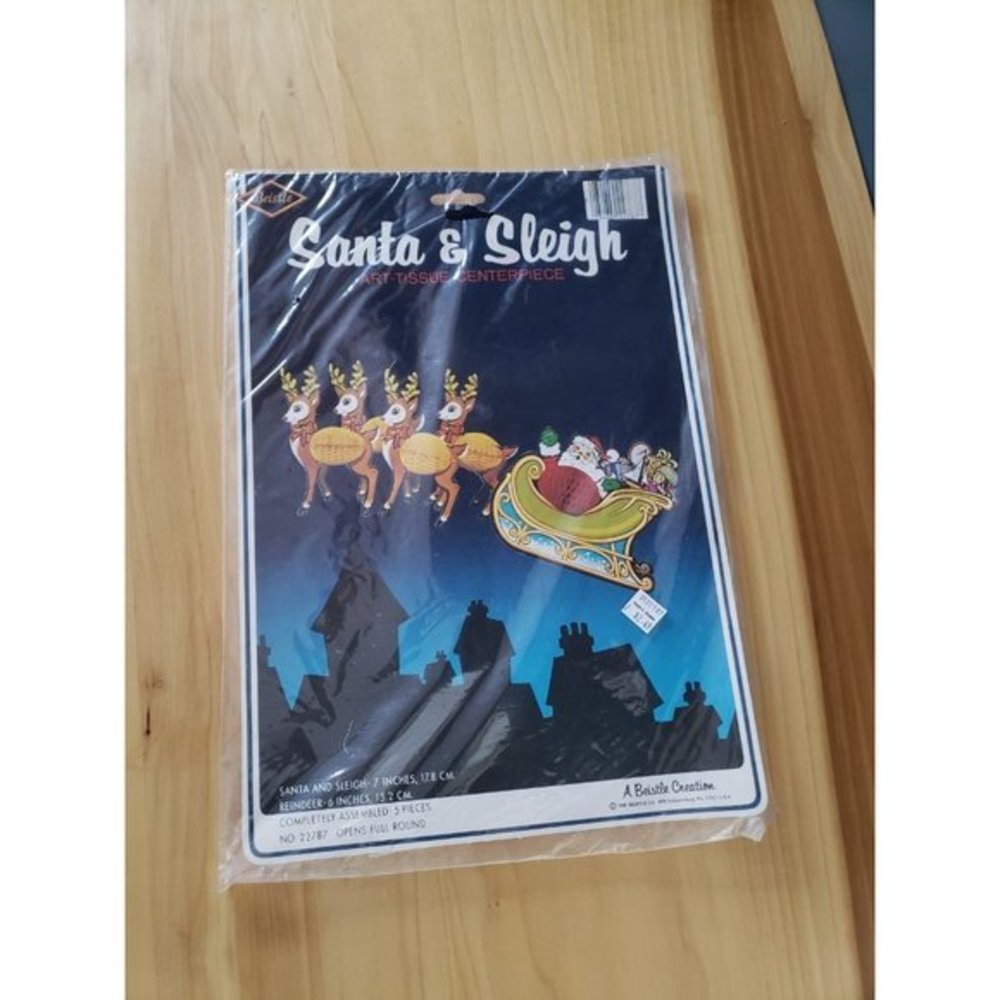 Vintage 70s Santa and Sleigh Party Centerpiece